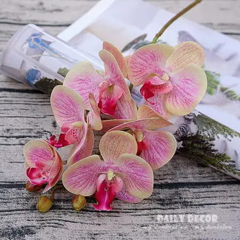 3D Reaalne touch 6 pea kunstlik silikoon käokeel, hulgi-väike vilt lateks lilled pulm dekoratiivsed Phalaenopsis