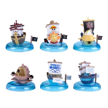 6tk/set One Piece Joonis Pirate Laeva Tuhat Sunny Läheb Merry Anime Pirate Paadi PVC Tegevus Joonis Mudel, Mänguasjad, Kingitused 6-8cm