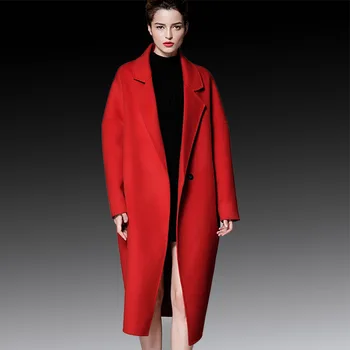 pikk villane segud kašmiir mantlid naistele 2019 aasta sügisel, talvel daamid jakid pluss suurus overcoat kahepoolne punane lahtine sexy