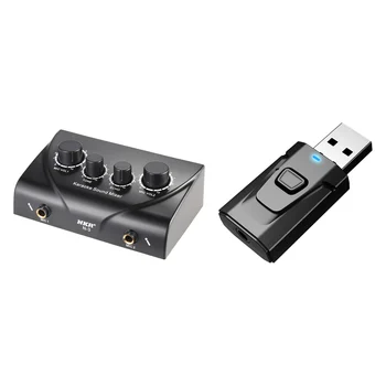 Dual Mic Sisendid Audio Sound Mixer Võimendi Must Meile Plug & 4 in 1 USB-Bluetooth-Saatja-Vastuvõtja