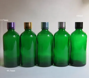 hulgi-100tk/Palju 100 ml klaasist eeterlikku õli pudel tilguti eeterlik õli pudel / aroomiteraapia 100 ml roheline klaas pudelid