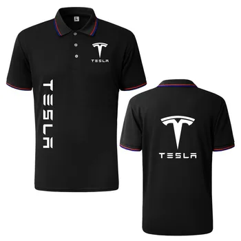 Casual Suvel Meeste Tees Tesla auto logo print Triibuline Harajuku Äri Meeste POLO Särk Trendikas Bränd Golf T-Särgid