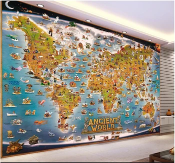 Custom DE papel parede infantil suur murals akvaariumi maailma kaart laste tuba, elutuba seina vinüül, mis papel DE parede