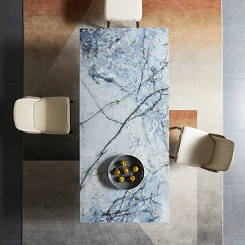 Põhjamaade marmor söögilaud ja tool koostisega ristkülikukujuline kaasaegne lihtne väike pere kerge luksus leibkonna söögilaud