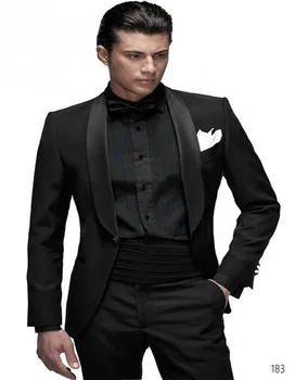 Uue Kaubamärgiga 2018 Must Sall Rinnamikrofon Peigmees Tuxedos Slim Fit Parim Meeste Puhkus Äri Ülikonnad, Mood Meeste Ülikonnad (Jope+püksid)