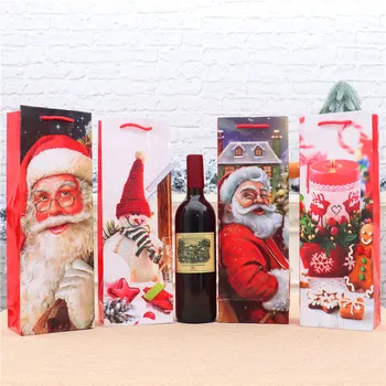 Uus jõulukingiks paberkott veini pudeli kotti Pakendamise teenetemärgi Väike Kasuks kingikoti Xmas Uue Aasta Pidu restorani sisekujunduses