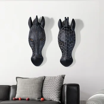 Loominguline Loomade Seina Riputamise Kodu Kaunistamiseks Hirv Zebra Skulptuur Elutoas Diivan Baar Taust Moodsa Kunsti Figuriin Kääbus