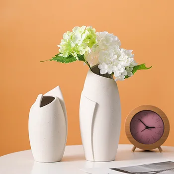 Valge plain keraamiline väike vaas teenetemärgi elutuba lill kokkulepe, TV kapp kuivatatud lill decor lillevaasi home decor