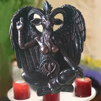 Saatan Kitse Baphomet Kuju, Mis Rippus Ukse Knocker Plaadi Kujundusest Tahvel Vaik Käsitöö Usuliste Ehteid Home Decor Skulptuur