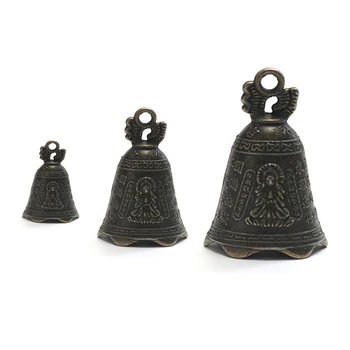 2tk Antiik Bell Hiina Mini Skulptuur Palvetada Guanyin Buddha Shui Feng Tuul Chimes Rippuvad Dekoratsioonid Kutse Budismi Kingitused