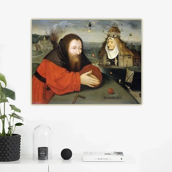 Kodu Kiusatused Saint Anthony Abbot Decor Lõuend Print Maali Poster Seina Art Modulaarne Pildi Öö Tausta Raam