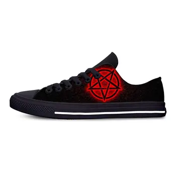 Pentagramm Pentacle Saatan Saatanlik Gooti Satanism Vabaaja Riie Kingad Madala Top Kerge, Hingav 3D Print Meeste ja Naiste Tossud