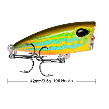 Mini Popper Kalapüügi Peibutis 42mm 3.5 g 3D Silmad Crankbait Wobblers 10# Konks Topwater kunstlik raske sööt, Bass BP027
