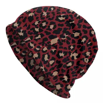 Leopard Loomade Nahk Punane Skullies Beanies Mütsid Hip-Hop Mehed Naised Tänaval ühise Põllumajanduspoliitika Soe Kahesuguse kasutusega Mütsi Kootud Müts