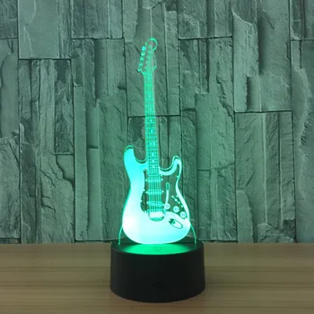 3D Led-Visuaalne Värvikas USB Tabel Lamp Lampara Beebi Magab Öö Valguses Loominguline Moe-Muusika-Electric Guitar Lamp Decor Kingitused
