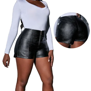 Naine, Seksikas Nahk Mini lühikesed Püksid PU Vabaaja Tõmblukk Mini Kuuma Püksid kõrghoone Must Erootiline Saak, Lift Treening T Show Moe Riie