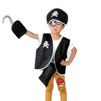 Halloween Riideid Pool Decor Piraat Kapten Müts Cosplay Riie Kostüüm 5tk Komplekt Laste Päev Cosplay Kostüüm Tasuta Shipping