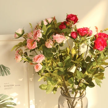 6 Värvi 5 Pead, Tee Rose Kunstlik Siidist Lilled DIY Pulm Aed Laua Kaunistamiseks Kodu Poole Kimp Prop