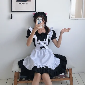 Neiu Riided Cosplay Sexy Lolita Anime Armas Must-Valge Kass Pehme Tüdruk, Neiu Ühtne Ahvatlev Komplekt Etapp Kelner Kostüümid Riided