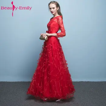 Ilu-Emily Punane Ema Pruudi Kleit 2017-Line Täis Siseküljel Tõmblukk Põranda Pikkus Ametlik Pulmapidu Naiste Kleidid
