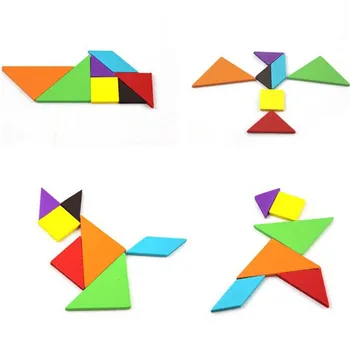 Lõbus Puidust Geomeetria Tangram Mõistatus Kuju Kognitiivse Intellektuaalse Arengu Laste Mänguasjad, Lapsed Valgustatuse Mänguasi
