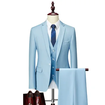 Boutique S-6XL (ülikond + Vest + Püksid) Meeste Mood Äri Härrasmees Värviga Suured Briti Casual Kleit Ametliku Ülikond