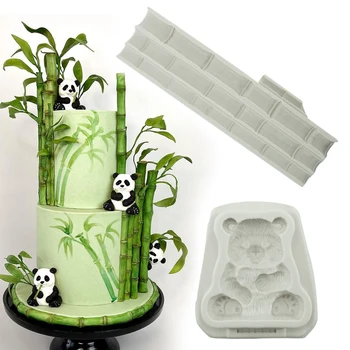 Panda,Bambusest Silikoon Hallituse Fondant Kookide Kaunistamiseks Šokolaadi Hallitus, Küpsetamine, Tööriistad Kööginõud Koogid, Räni, Hallitusseened