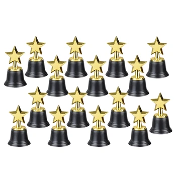 16PCS Lapsed Plastikust Gold Star Trofeed,Kuldset Värvi Sõlmimise Trofee Jaoks Jalgpalli,Jalgpalli,Pesapalli -, Karnevali-Auhinna,Osaline Kingitus