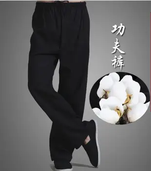 Kevadel Hiina Traditsiooniline Püksid Meeste Puuvillased Püksid Kung fu Vintage Tang Must