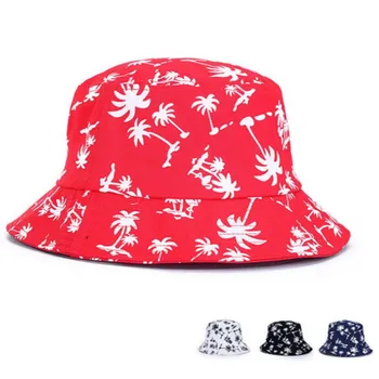 puhkus palmi puud suve müts puuvillane trükitud kookospähkli puu kopp müts hip-hop vabaaja naiste päike müts väljas beach panama dropship