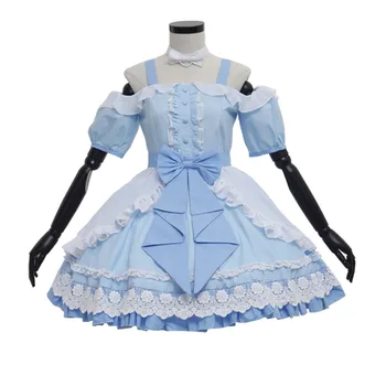 Armas Magus Maidservant Taevas Sinine Lolita Kleidid Pits Gooti Vintage Draped Kawaii Kooli Kleit Custom Made