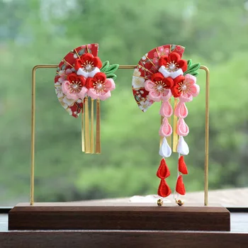 Jaapani ja tuul juukseid andmed Jaapani krepp-kangast lill COS foto kimono hommikumantel ja punane pael