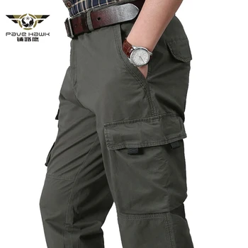 Tunked Sõjalise Cargo Püksid Meeste Kevad Puuvill Joggers Kottis Denim Püksid Mees Multi-tasku Vabaaja Pikad Püksid Pluss Suurus 42